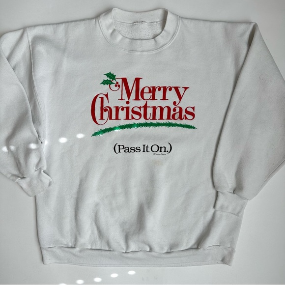 Vintage Tops - Vintage Merry Christmas Pass It On Ugly Sweater Sweatshirt L